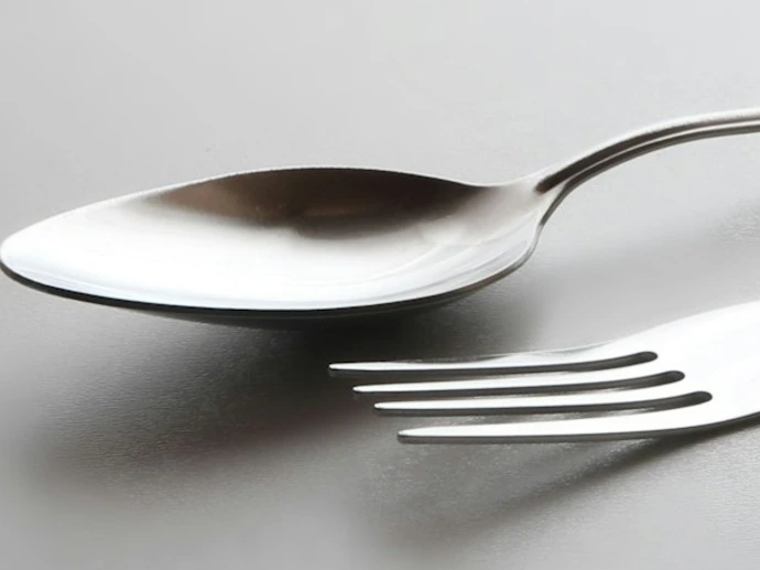 silver spoon and fork on white table